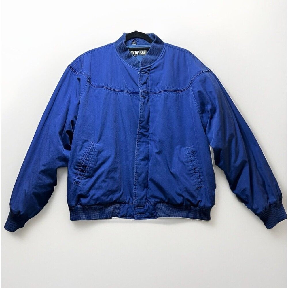 Vintage 90s Bomber‎ Jacket Mens Large Blue Wear Me Out Zip Up